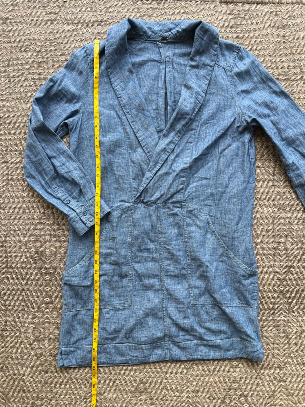 Free People Done Up in Denim Chambray Dress Womens M/L Blue Linen Boho - Picture 8 of 11